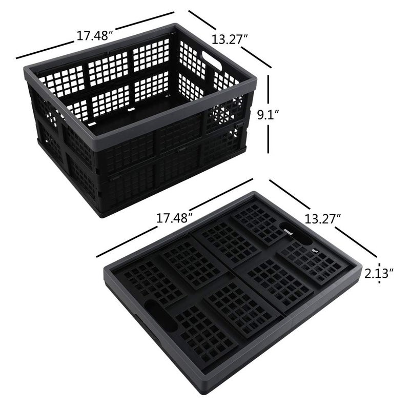 Pekky 34 Quart Plastic Milk Crates Stackable, Collapsible Storage Crate, 2 Packs - Image 2